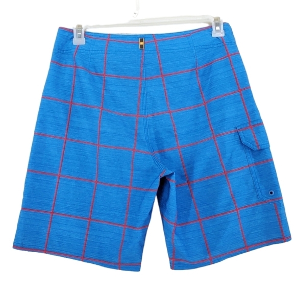 Quiksilver Waterman Blue Red Hybrid 9” Trunks Board Shorts Drawstrings Mens 31 - Picture 2 of 12